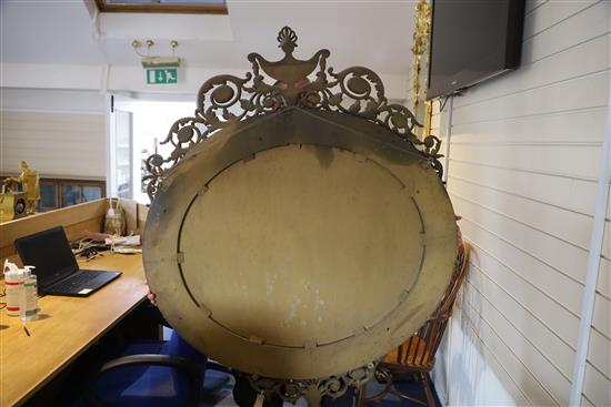 A mid 20th century carved giltwood wall mirror, W.3ft 9in. H.4ft 8in.